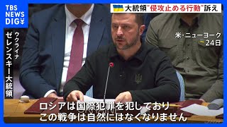 ウクライナ・ゼレンスキー大統領「話し合いだけでは解決できない」 国連安保理で各国に行動を訴え｜TBS NEWS DIG