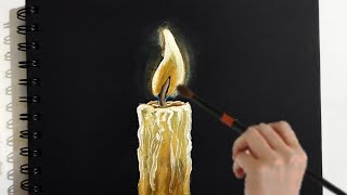 How to draw a candle on black paper | black paper art| acrylic painting