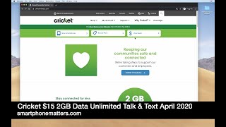 Cricket $15 2GB Data Unlimited Talk & Text April 2020