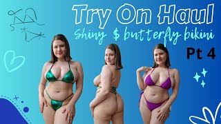 4K Try on haul new shiny & butterfly bikini on my curvy body ✨️