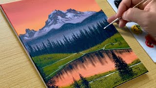 How to Draw a Sunset Landscape / Acrylic Painting for Beginners