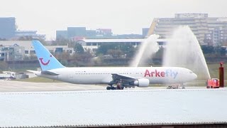 ✈ [Water Salute] Arkefly B767-300ER WET Takeoff @ Hamburg Airport