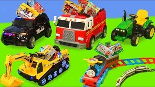 Excavadora Tractor Buldocer juguetes Cargadora Camiones coche de policía y bomberos Excavator Toys