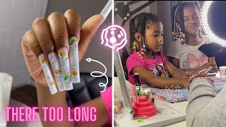 I Damaged Her Nails ?! 😱 4 Year Old Gets Extra Long Acrylic Nails