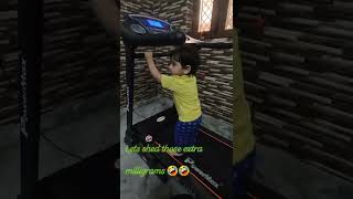 Little Rihansh walking on treadmill