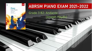 ABRSM piano exam 2021-2022 Grade 3 B2 Joseph Haydn Andante