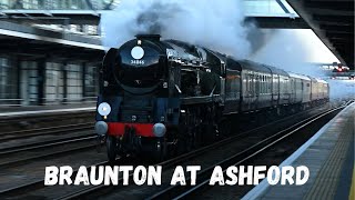 34046 Braunton POWERS at full steam and whistles through Ashford International with 37667 behind!