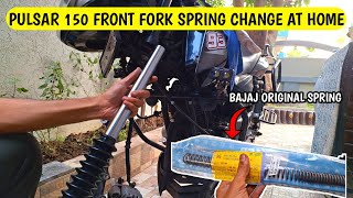 Pulsar 150 Front Fork Spring Change At Home | @AMARKVLOGS