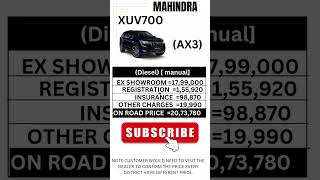 Mahindra xuv700 ax3 diesel manual on road price