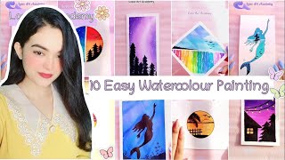 10 Easy Water Color Painting Ideas | Painting Tutorial For Beginners