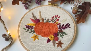 Embroidery Tutorial Pumpkin Autumn - Fall - Embroidery Pattern