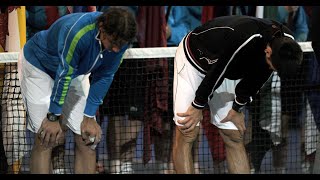 Djokovic and Nadal can't stand and collapse during AO 2012 Final ceremony