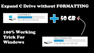 Expand C drive without LOOSING DATA & FORMATTING  in Windows 10  !! (HINDI)