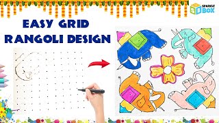 Easy Grid Rangoli Design #ytshorts #easygridrangolidesign #rangolidesigns #easyrangoli #sparklebox