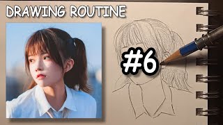 Learning how to draw portrait with the Loomis Method, step by step - Drawing Routine #6