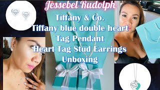 Tiffany & Co.Tiffany blue double heart Tag Pendant and Heart Tag Stud Earrings #unboxing #tiffany