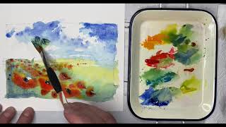 Paint An Easy Watercolour Poppy Meadow!