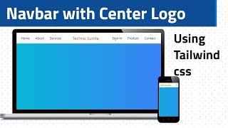 Navbar with center logo using tailwind css  #tailwindcss  #tailwind @TechnoSunita