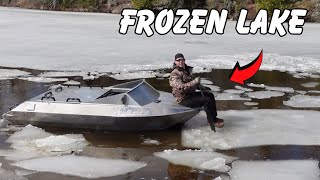 Testing MINI JET BOAT on FROZEN LAKE || GIVEAWAY