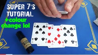 Gimmick card trick tutorial/super 7's card trick and a colour change lol