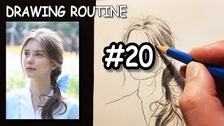 Learning how to draw a beautiful woman with the Loomis Method, step by step - Drawing Routine #20