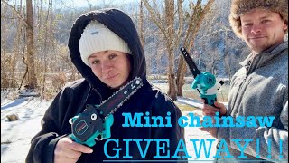 GIVEAWAY MINI CHAINSAW#giveaway #chainsaw #beihong #free #pruning #lawncare #alloyman#productreview