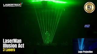 LaserMan Act |  Logo projection - Laser Illusion Dance | Kochi Event  (3 Lasers)