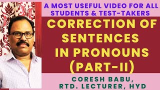 CORRECTION OF SENTENCES IN PRONOUNS (PART- II)