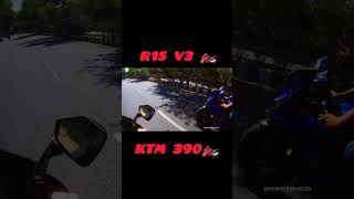 R15 V3 🏍️ KTM 390 race 😱🫣#nitinvlogsr15v3 #motovlog