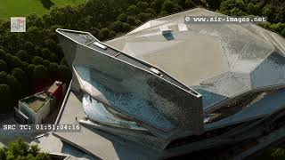 Aerial Footage The concert hall "Philharmonie" in the Park of La Villette - Paris