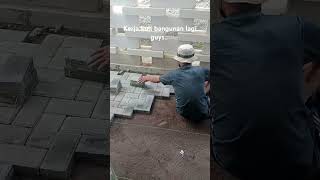 Tutorial Cara cepat pemasangan bata Paving block simetris dan akurat.. #review #skills #tutorial