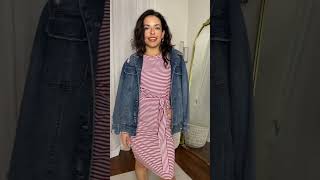 Amazon Spring Outfit Idea: Stripped Tie Waist T-Shirt Dress #amazonfashion #amazonstyle #petitestyle