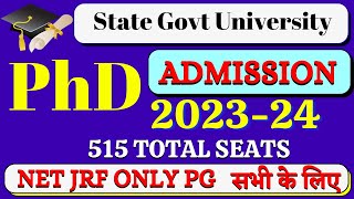 PhD Admission 2023 | Govt Universities PhD Admission Notification 2023  | Govt University | UGC NTA