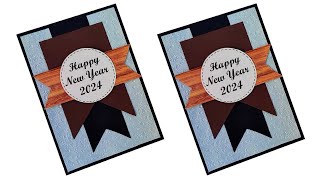 Happy New year card 2024/How to make new year greeting card/DIY New year card making easy/