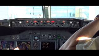 SAS 737-705 Cockpit Start up and Takeoff from Oslo  (LN-TUJ)