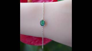 Green australian opal triplet bracelet in s925