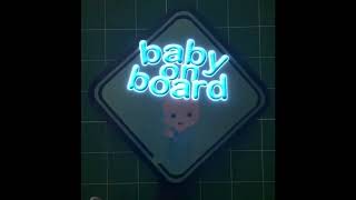 Светодиодная наклейка - эквалайзер с подсветкой на стекло авто Baby on board LED на батарейках