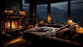 Rain & Fireplace | Relax and Fall into Deep Sleep with Calming Rain Sounds & Crackling Fireplace