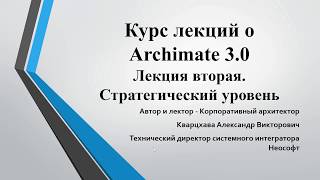 Лекции по ArchiMate. Лекция 2. Стратегический уровень