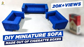 DIY Miniature Sofa || Made by recycling Cigarette Boxes || Step by step tutorial || DIY with sayan