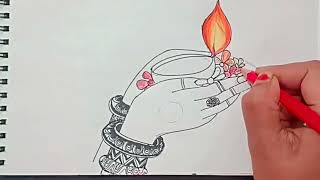 Happy diwali # How to draw easy diwali drawing