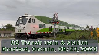 GO Transit train & Bradford, Ontario station