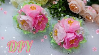 DIY / Самые нежные розовые букетики"🥰💐💕 / Цветы из лент /Flowers from ribbons