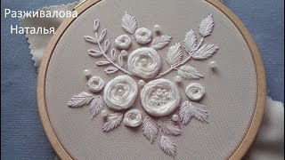 МК. Монохромная вышивка. Роза-паутинка. Monochrome embroidery.