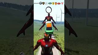 Which car can jump through the hoop above Iron Man's head? #viralvideo #shorts #beamngdrive