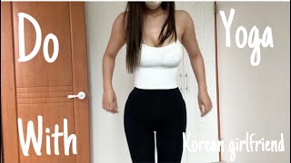 Asian girl workout at home 골반교정 요가하기