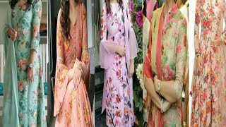 very beautiful and most demanding floral print dress | one printed dress design | eid dress design