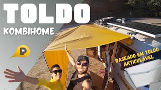 TOLDO PARA KOMBIHOME ARTICULADO RETRÁTIL BARATO - ep.15 - Fizemos esse toldo por apenas R$250,00