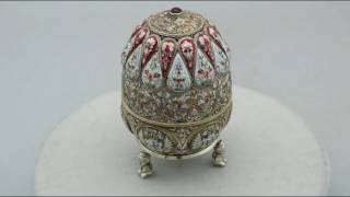 Russian Silver Gilt and Polychrome Cloisonne Enamel Egg - Antique 1884 - AC Silver (A7388)