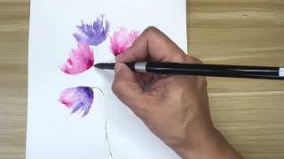 Easy abstract Watercolor Poppies Tutorial for Beginners: Loose and Vibrant Painting Technique